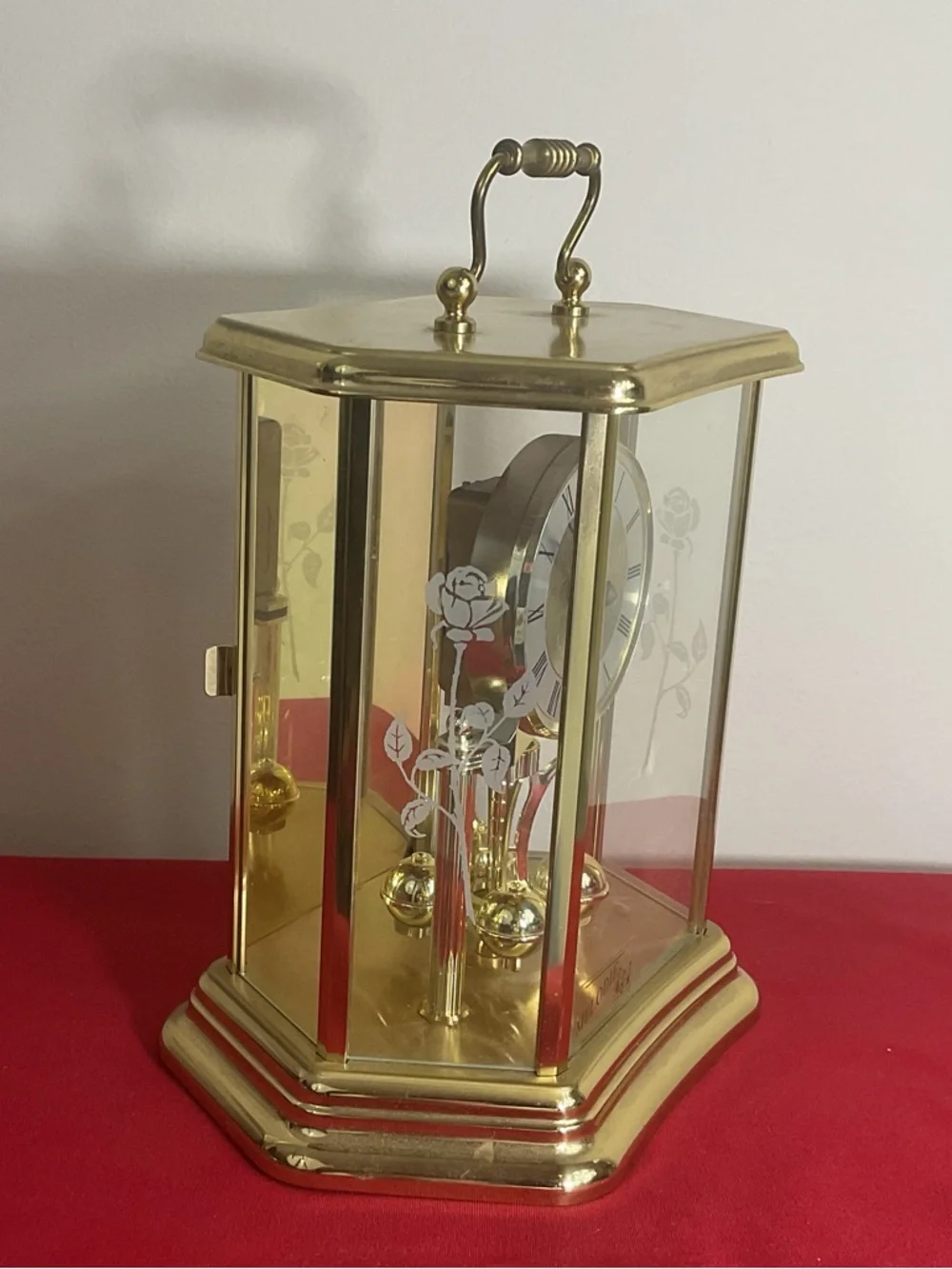 German Concordia Quartz Anniversary Clock, Westminster Chime, Gold-Tone with Ros